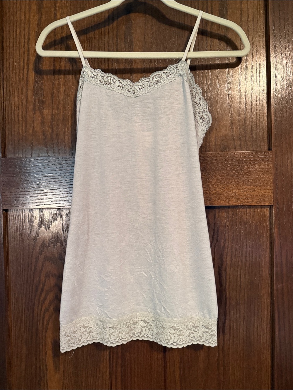 Coldwater Creek Lace-Trim Slip Cami in Light Gray